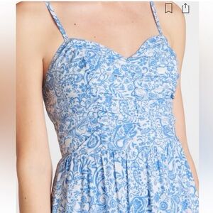 the general good rayna ruched detail midi dress floral new light blue small